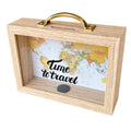 WOODEN MONEY BOX W/HANDLE