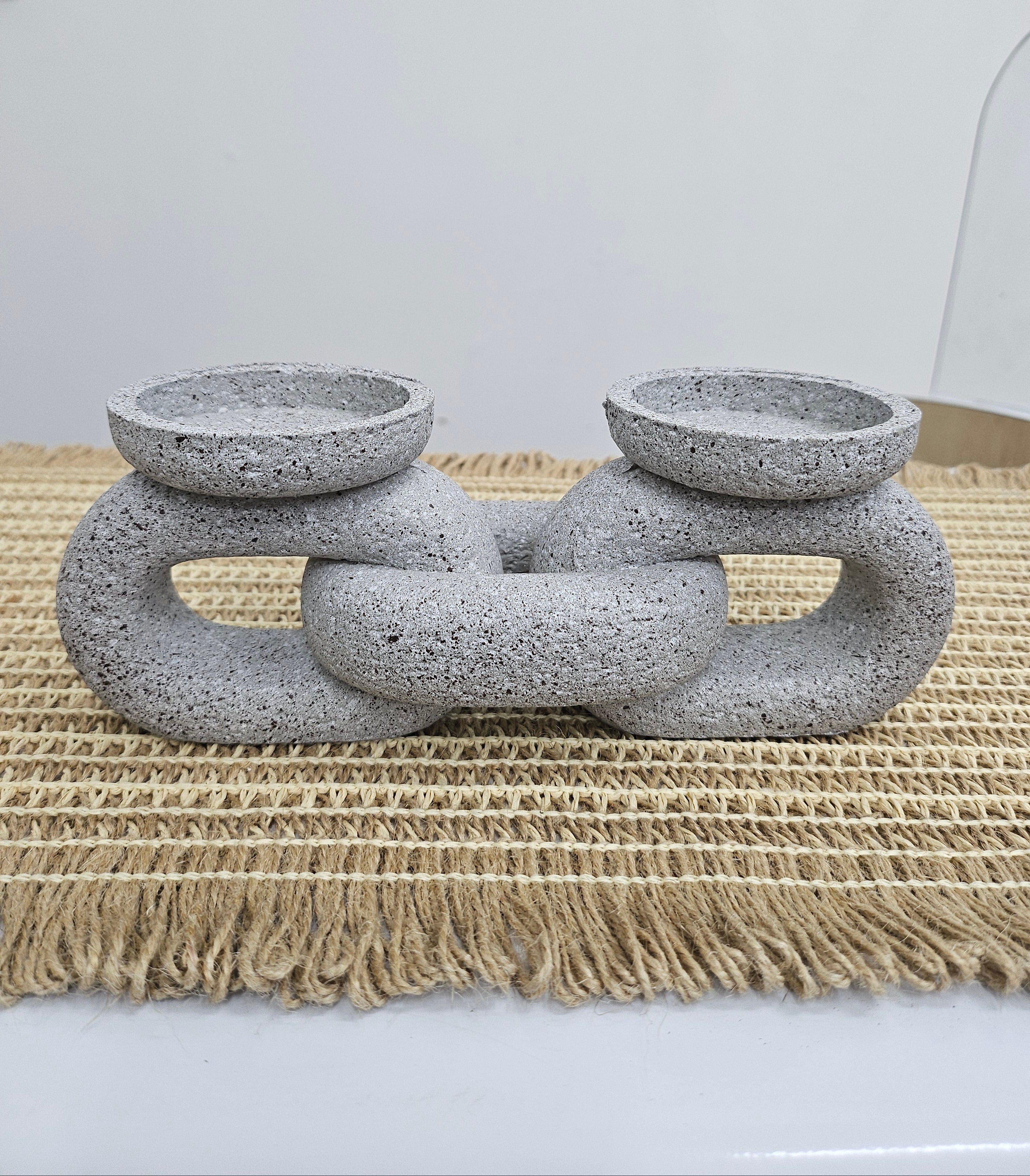 GREY DOUBLE CANDLE HOLDER