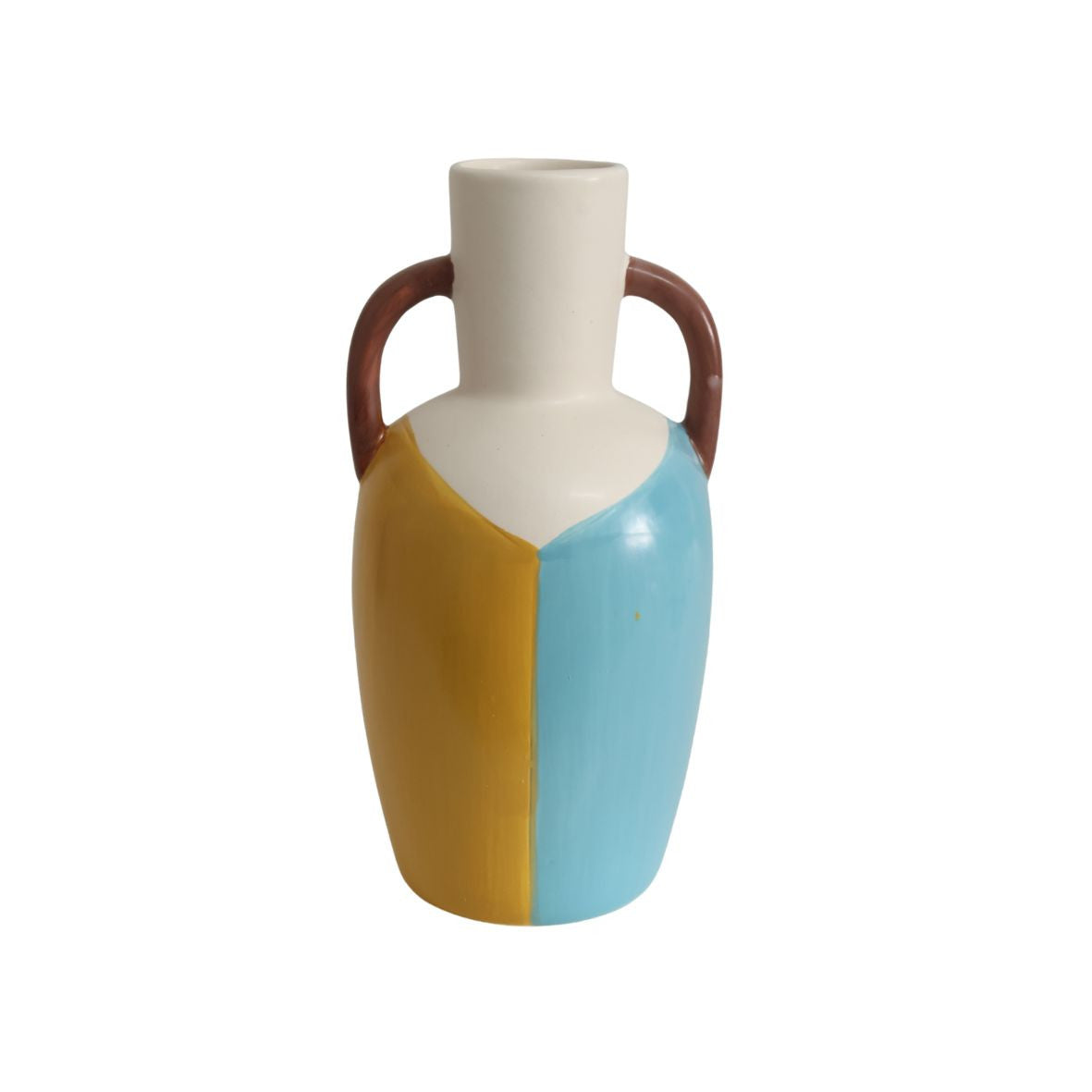 PAINTED VASE WITH HANDLES LRG