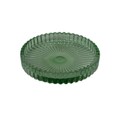 GREEN RIBBED CANDLE PLATE
