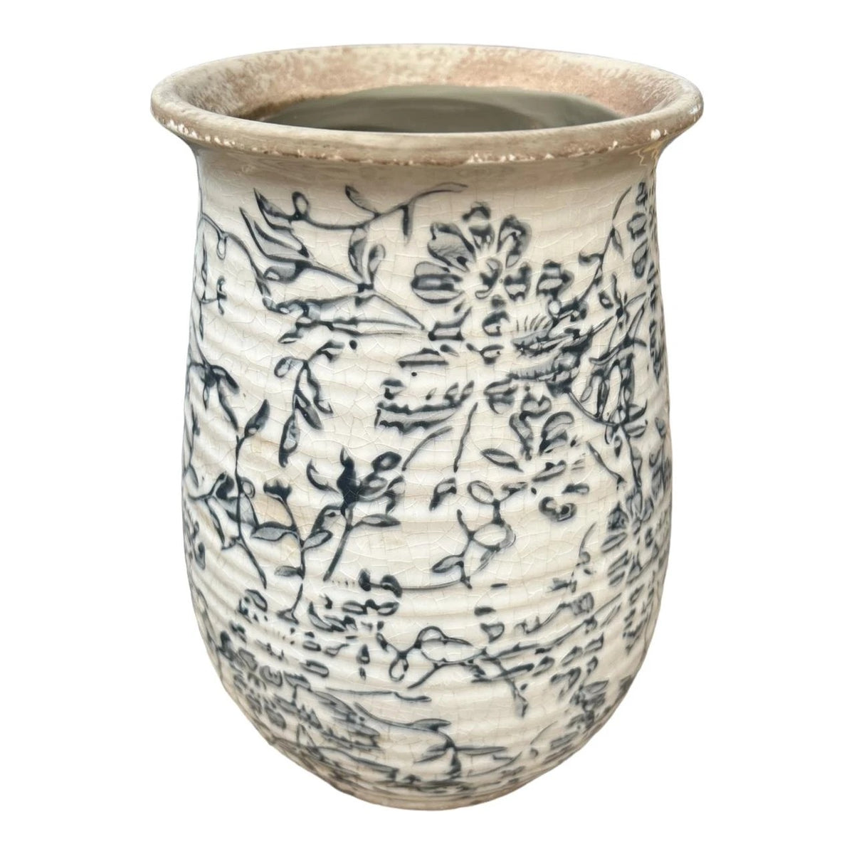 SML FLORAL DESIGNED VASE -BLK