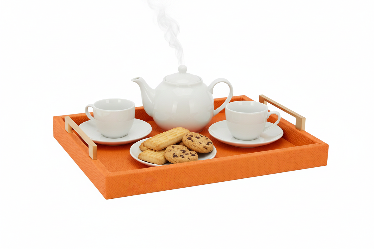 FAUX LEATHER ORANGE TRAY